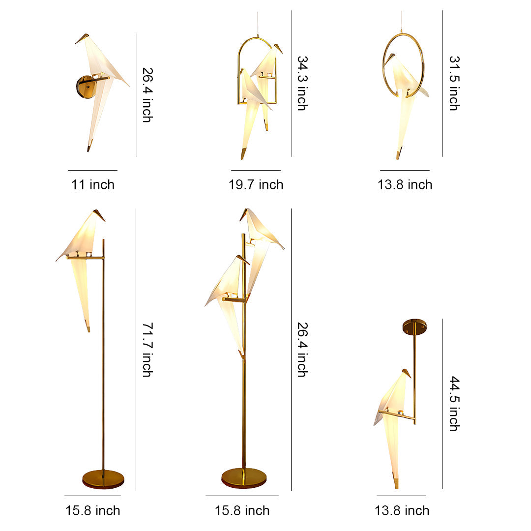 Bird Wall Light Modern Origami Crane Gold Accent Origami Wall Sconce