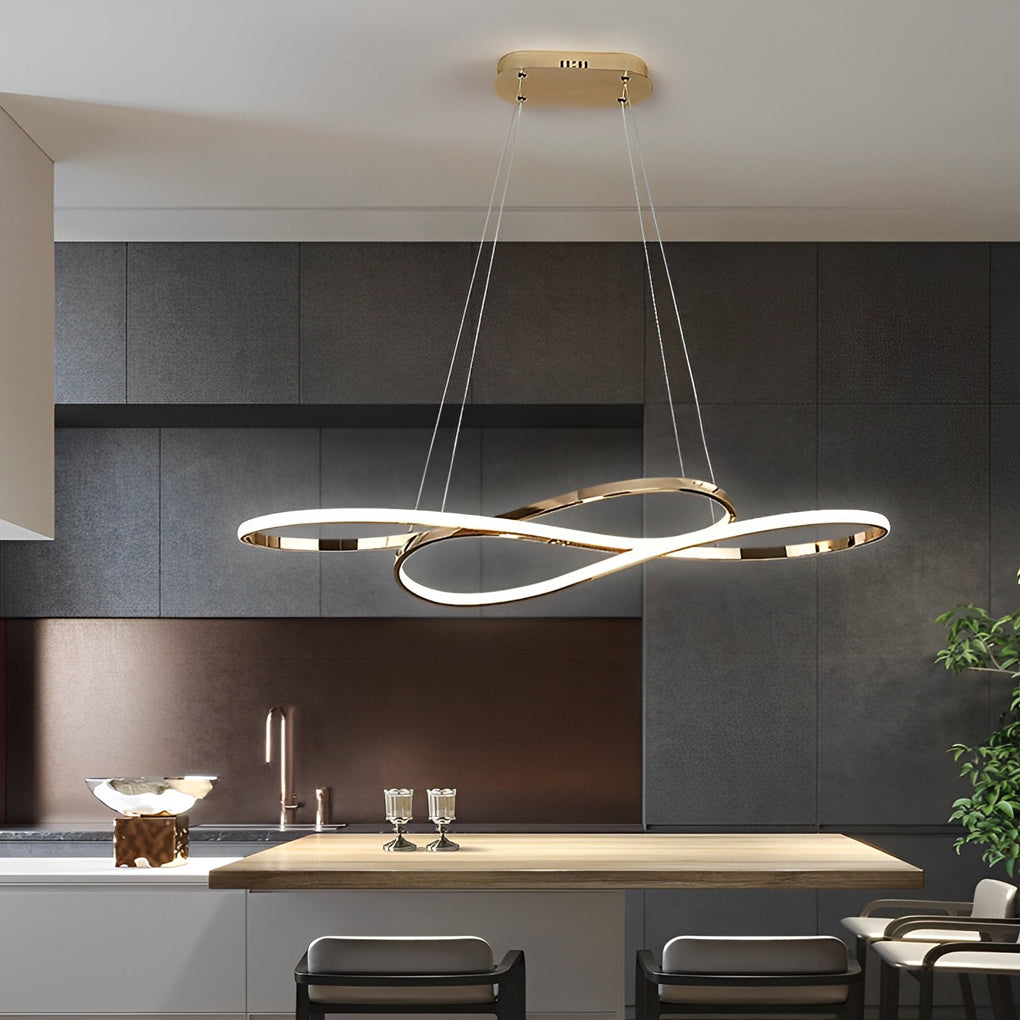 LED Infinity Chandelier Modern Irregular Wave Line Ceiling Light
