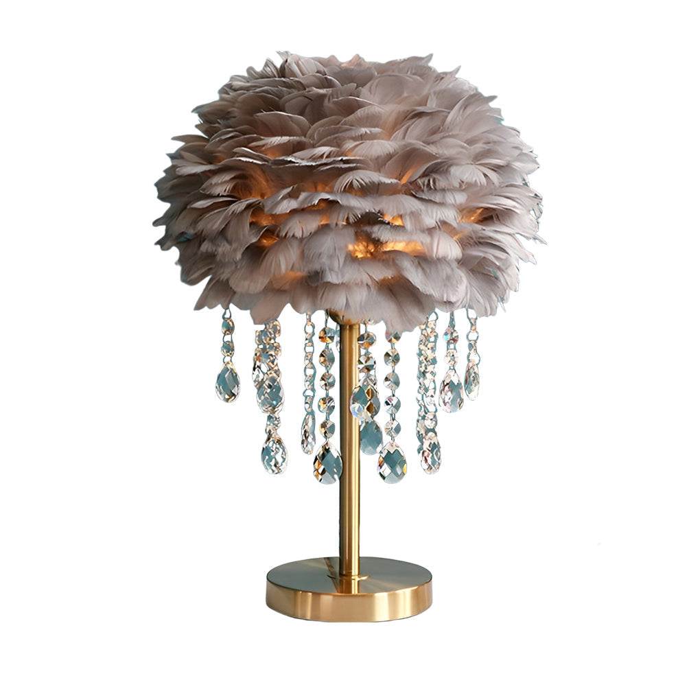 Feather Table Lamp Modern LED Crystal Tassel Ambient Light