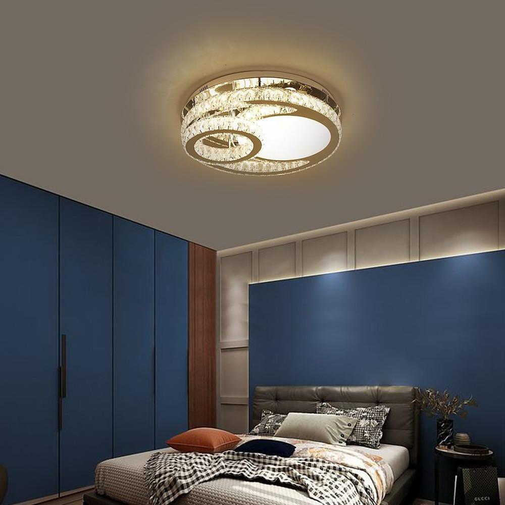 Overlapping Circles Crystal Stainless Steel Flush Mount LED Lights Ceiling Lights