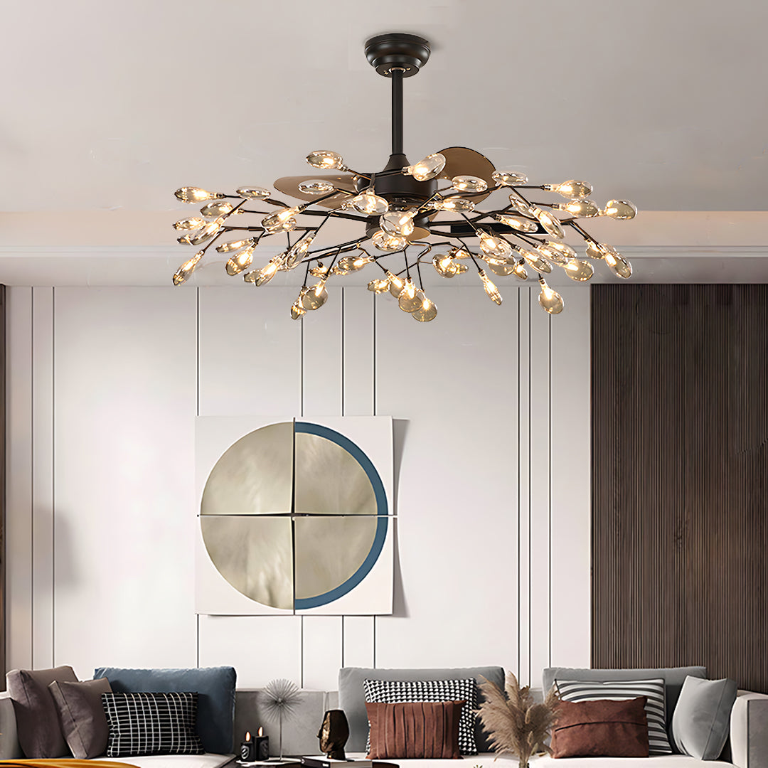 Glam Ceiling Fan with Light Minimalist Luxury Artistic Fan Lamp