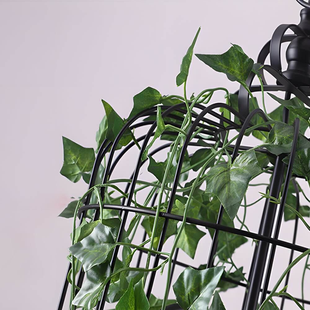 Hanging Greenery with Lights Vintage Iron Cage Vine Light