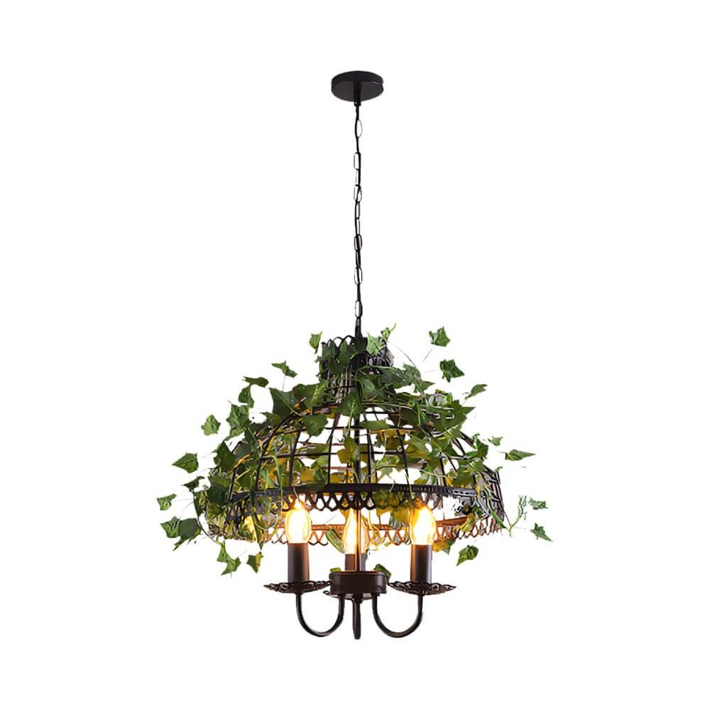 Hanging Greenery with Lights Vintage Iron Cage Vine Light