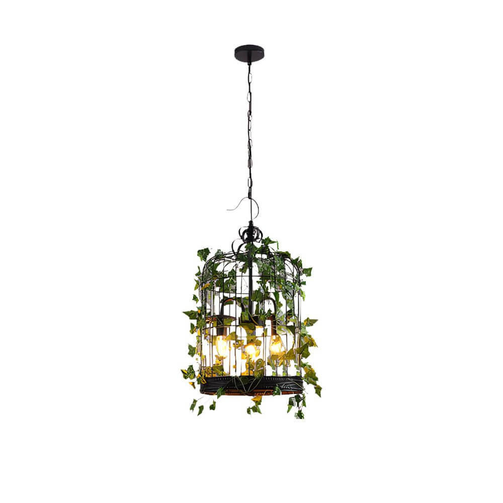 Hanging Greenery with Lights Vintage Iron Cage Vine Light
