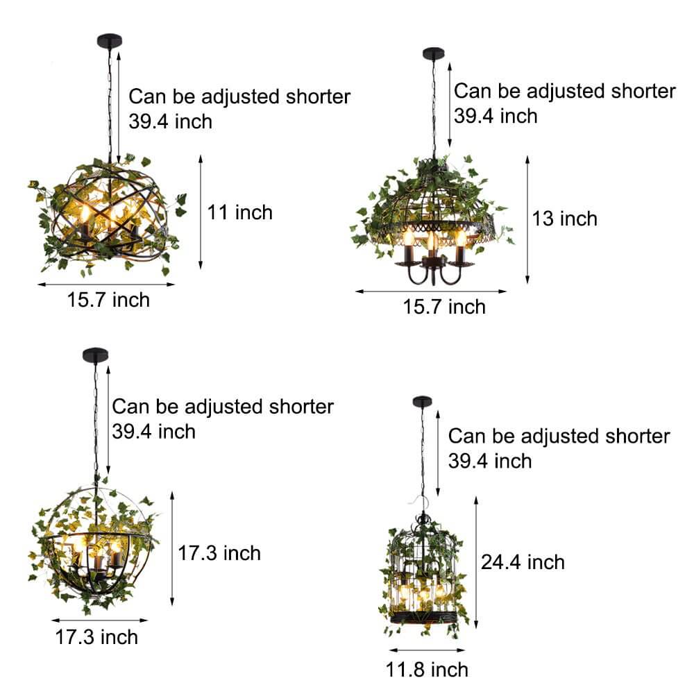 Hanging Greenery with Lights Vintage Iron Cage Vine Light