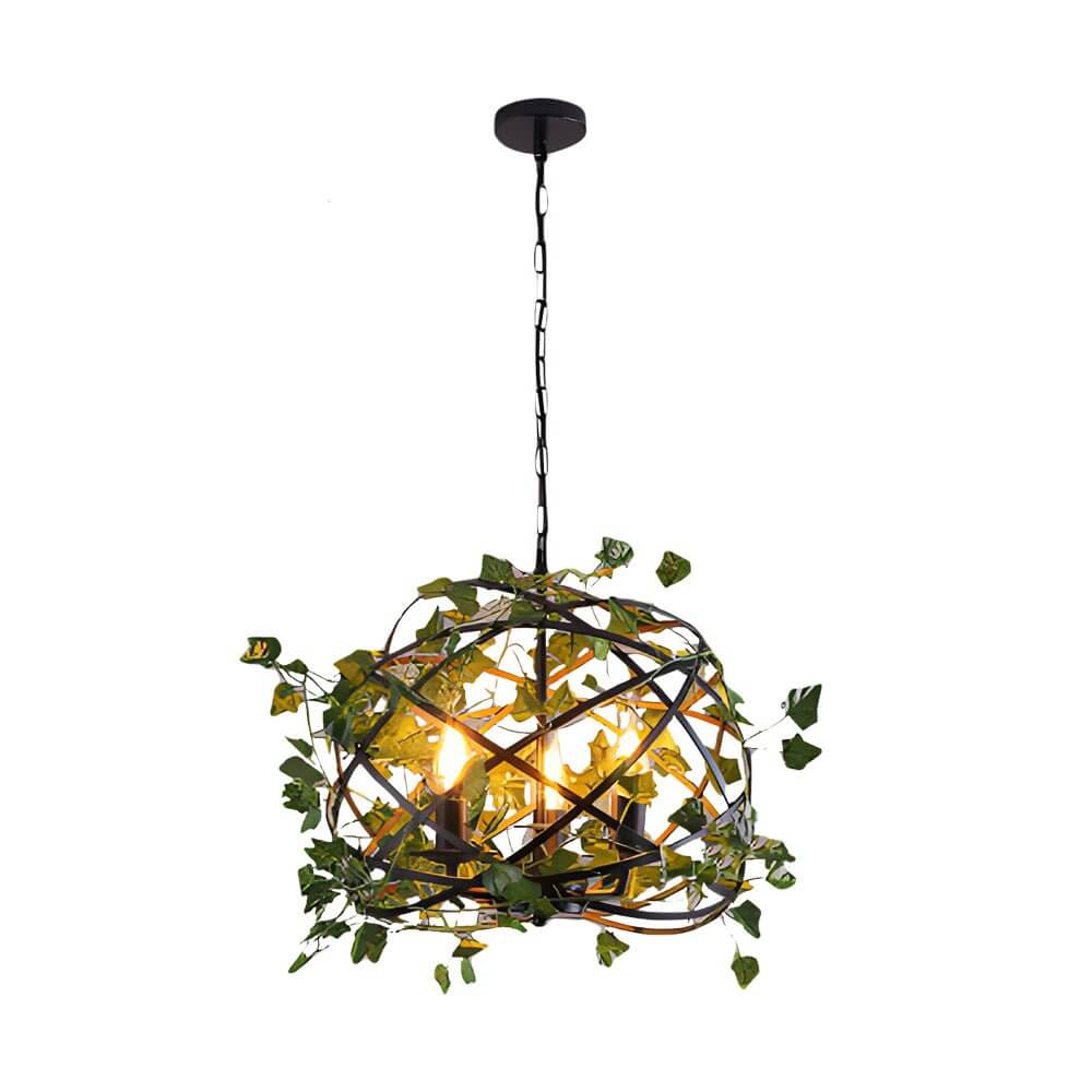 Hanging Greenery with Lights Vintage Iron Cage Vine Light