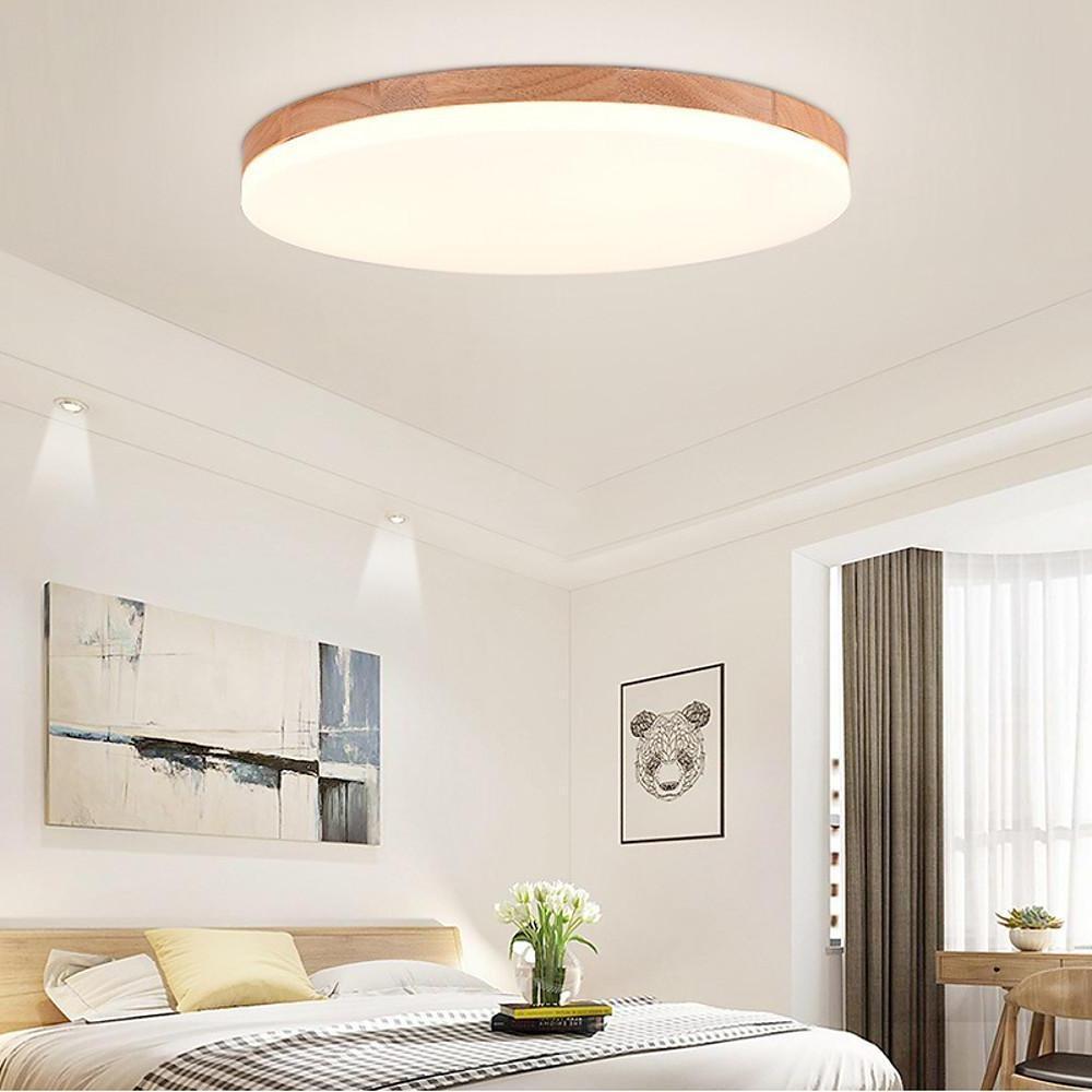 Circular Minimalist Flush Mount Light Wood Acrylic LED Ceiling Lights