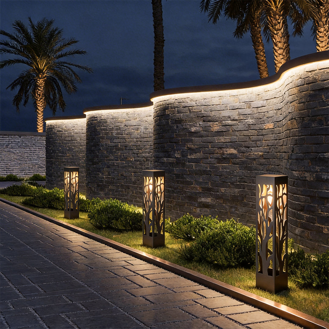 Hollow Outdoor Landscape Lighting Modern Black Path Light