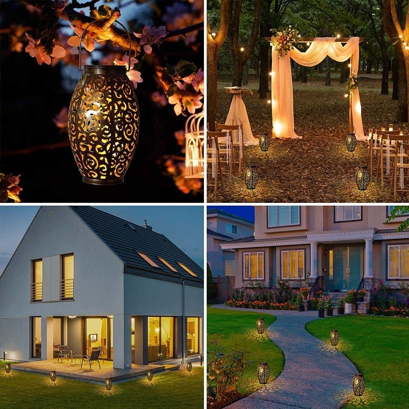 Hollow Outdoor Solar Lights Vintage Red Copper Light
