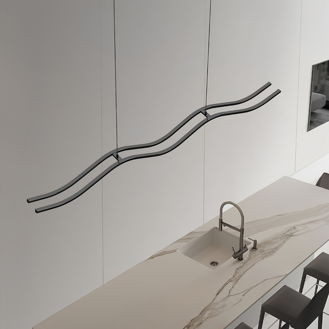 Black Kitchen Island Pendant Light Wavy Shape Minimalist Ceiling Light