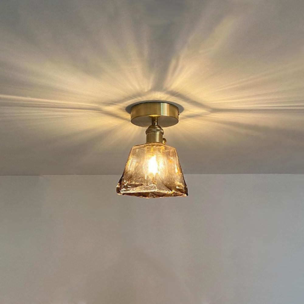 Creative Glass Lantern LED Electroplated Nordic Semi-Flush Mount Ceiling Lighting