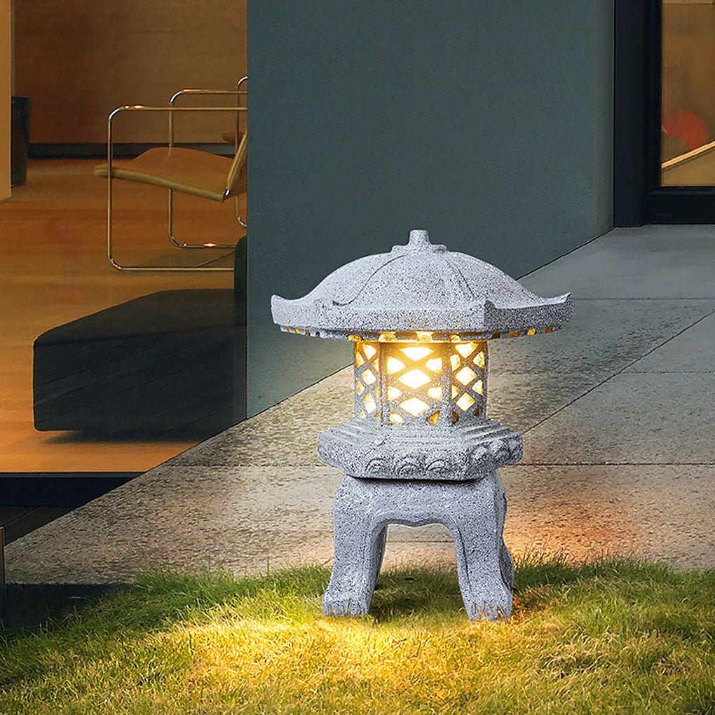Pagoda Garden Lights Rustic Stone-Mimic Landscape Light