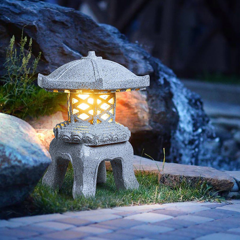 Pagoda Garden Lights Rustic Stone-Mimic Landscape Light