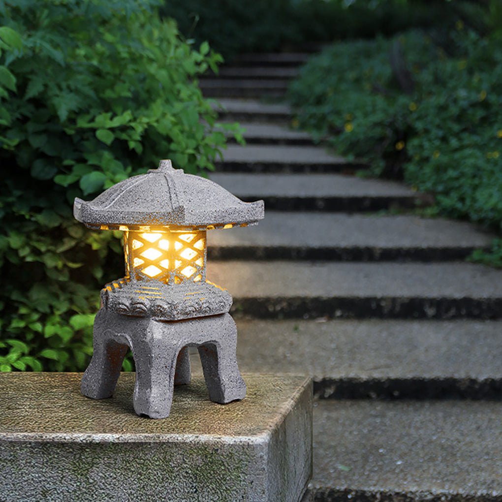 Pagoda Garden Lights Rustic Stone-Mimic Landscape Light
