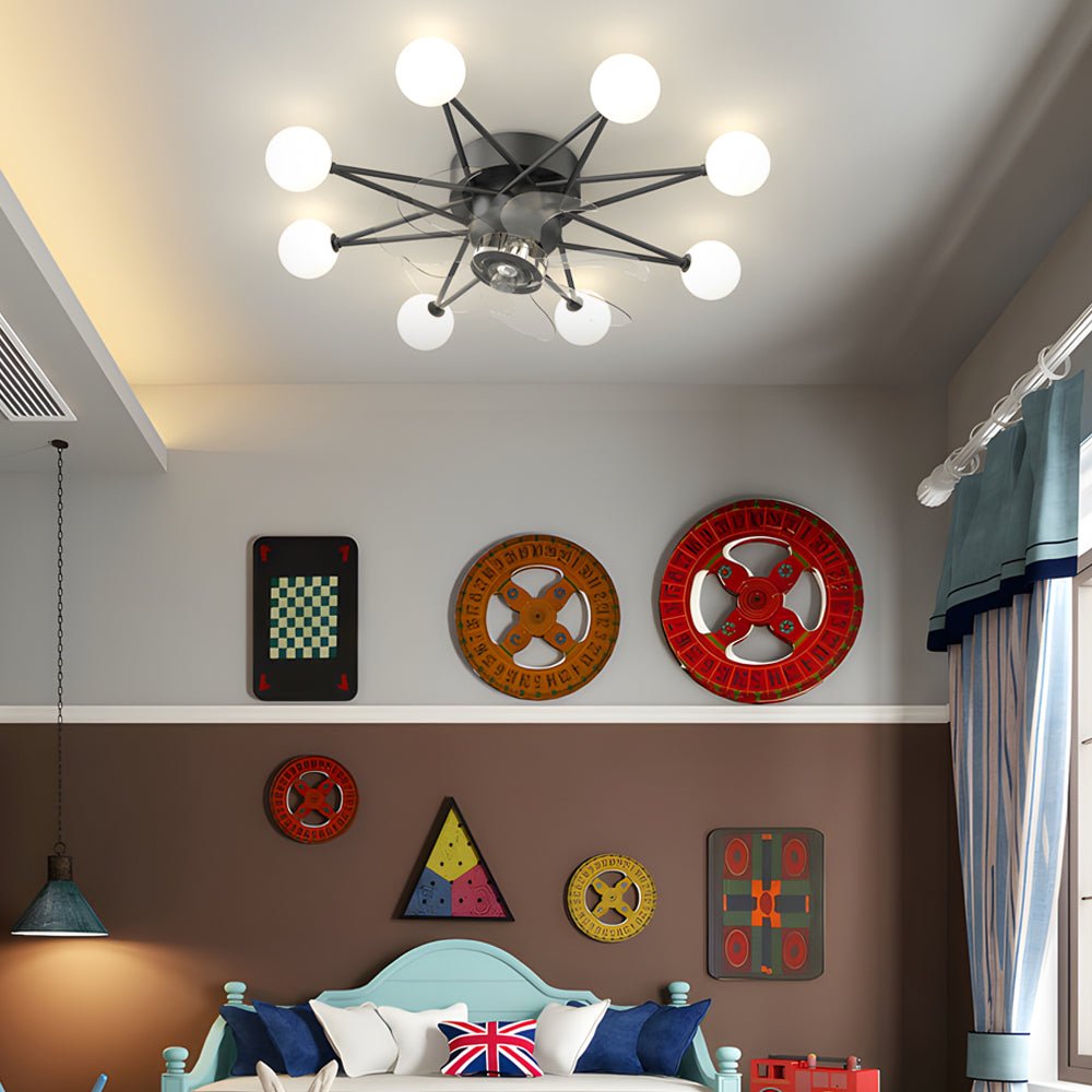 Indoor Ceiling Fans with Lights Star-Shaped Adjustable Light