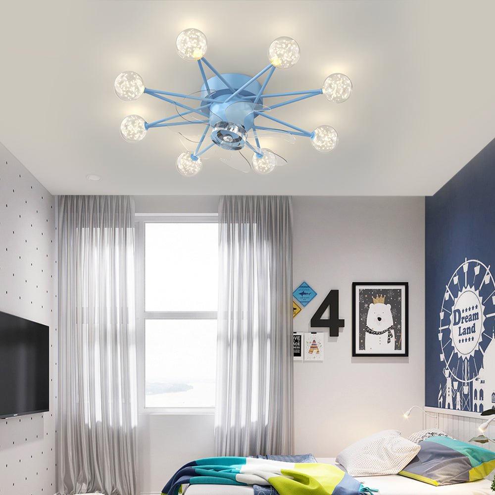 Indoor Ceiling Fans with Lights Star-Shaped Adjustable Light