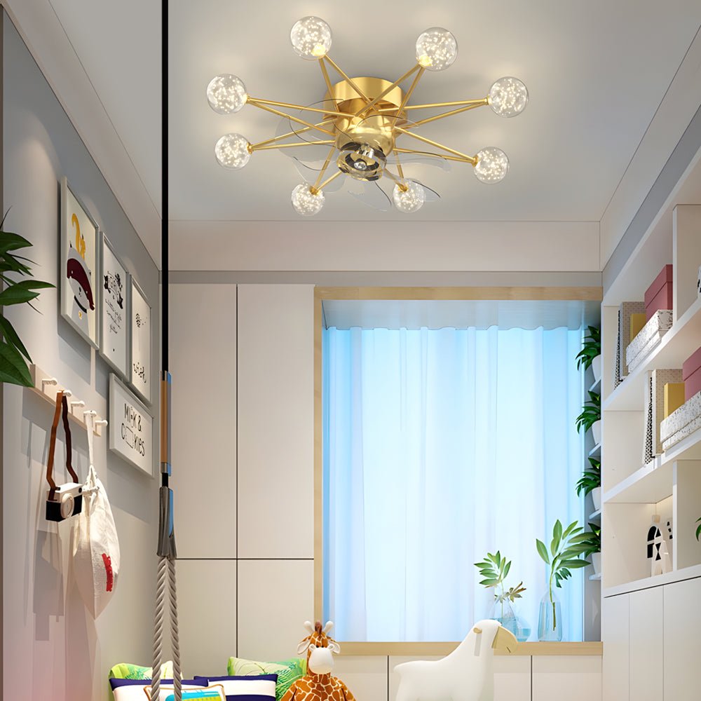 Indoor Ceiling Fans with Lights Star-Shaped Adjustable Light