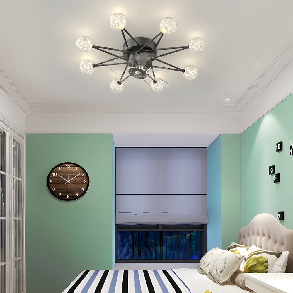 Indoor Ceiling Fans with Lights Star-Shaped Adjustable Light