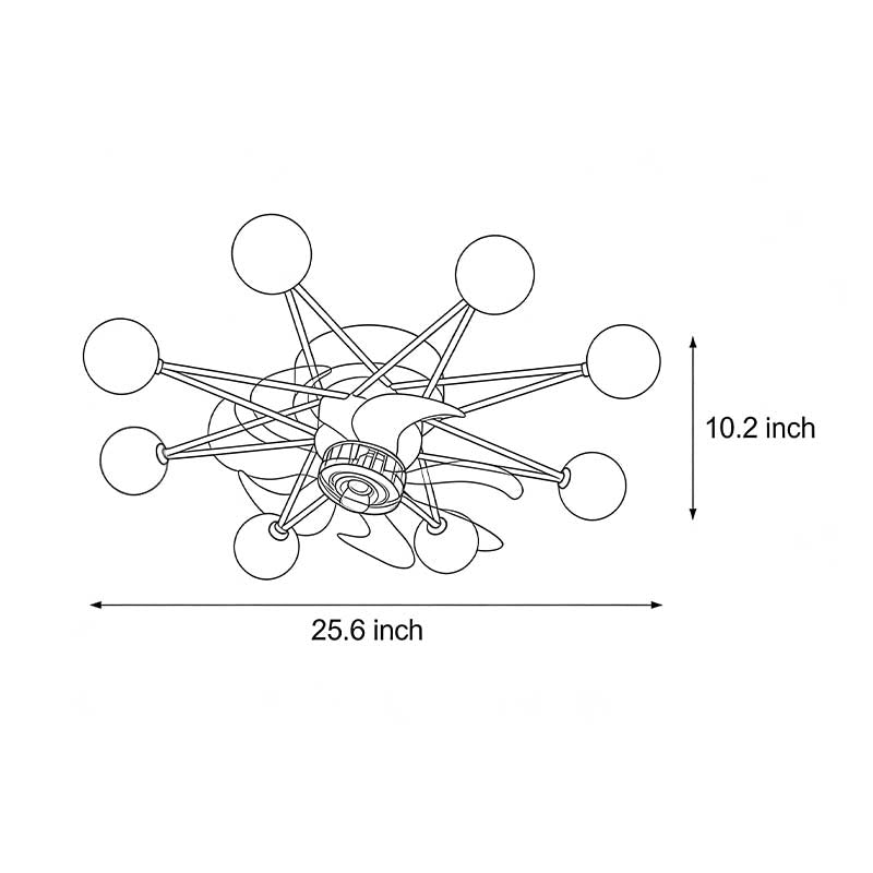 Indoor Ceiling Fans with Lights Star-Shaped Adjustable Light