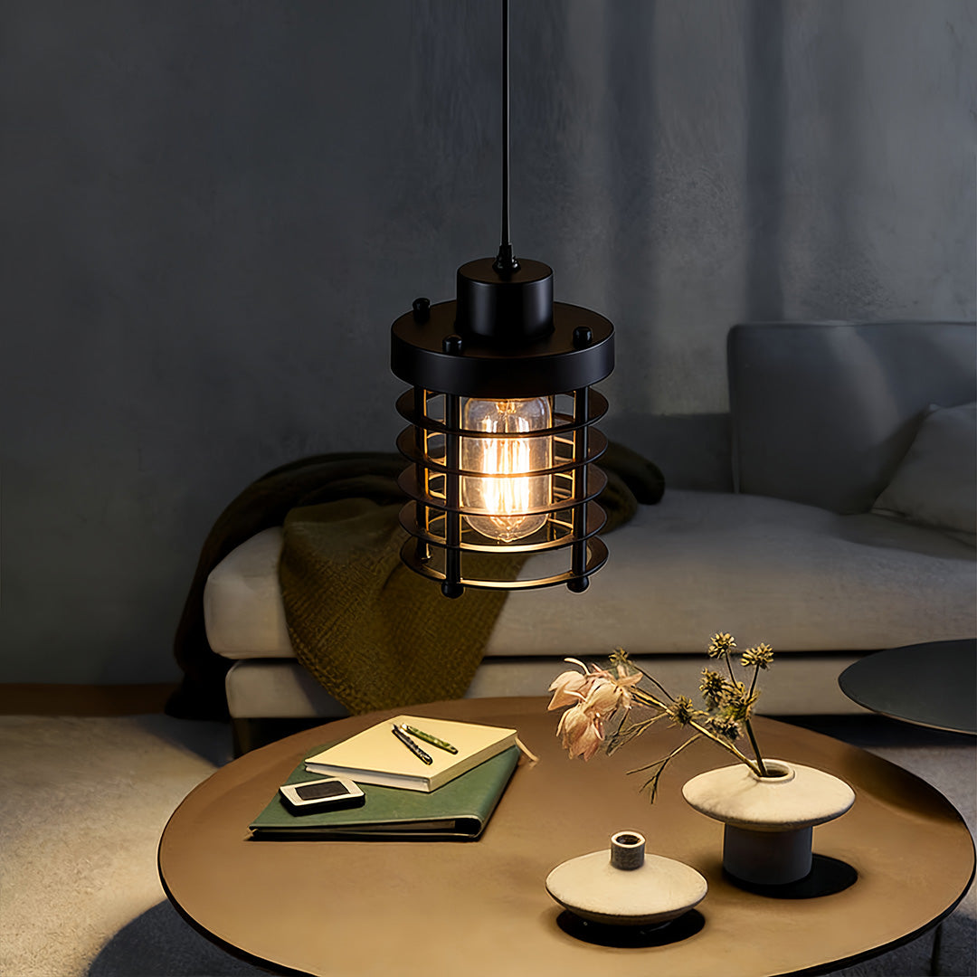 Industrial Cage Pendant Light 1-Light Metal Ceiling Light