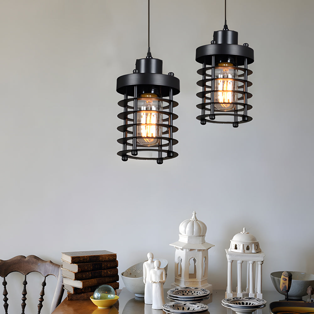 Industrial Cage Pendant Light 1-Light Metal Ceiling Light