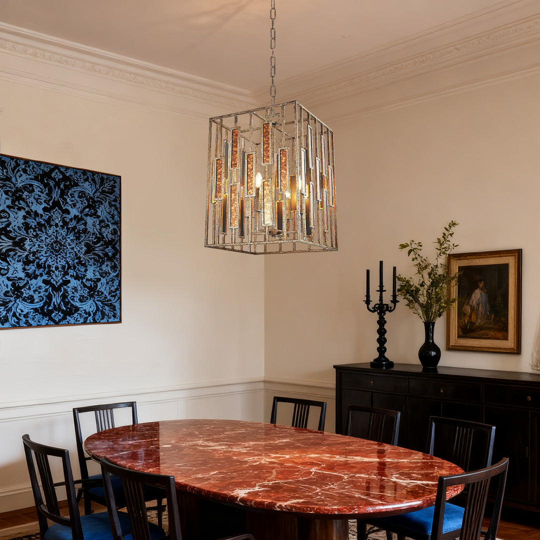 Vintage Copper Pendant Light Featuring an Open Frame Ceiling Light