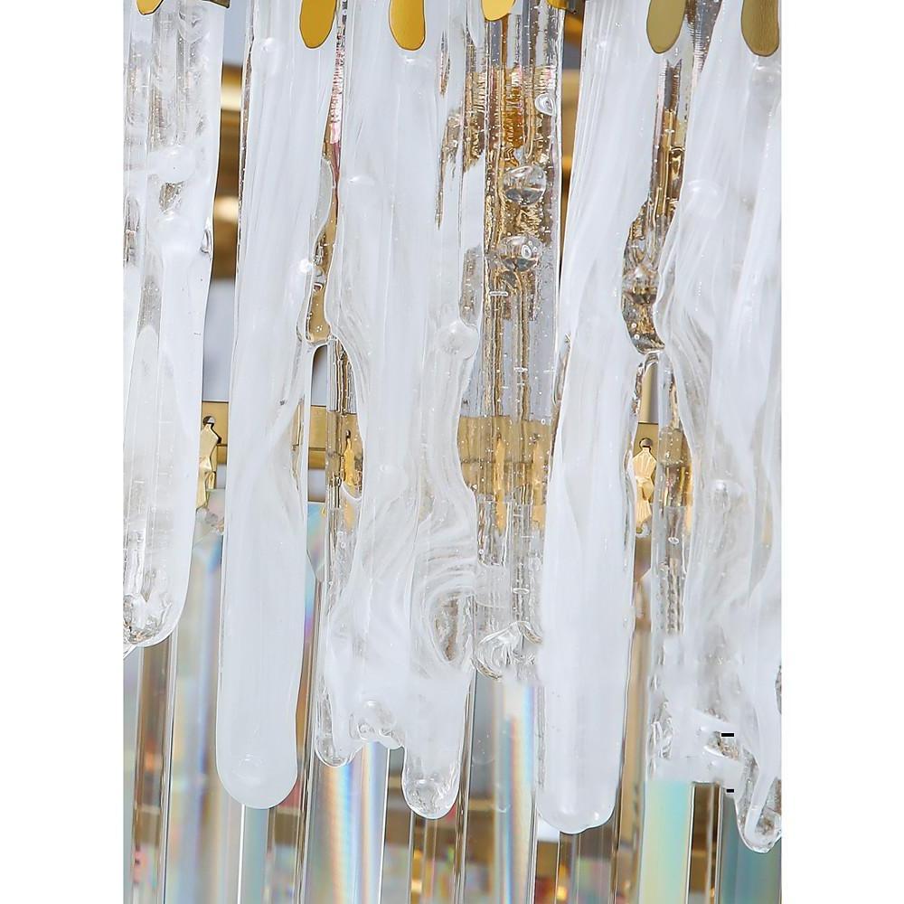 Nordic Style Round Gold Crystal Chandelier: 16” cord, Gold, Neutral Light