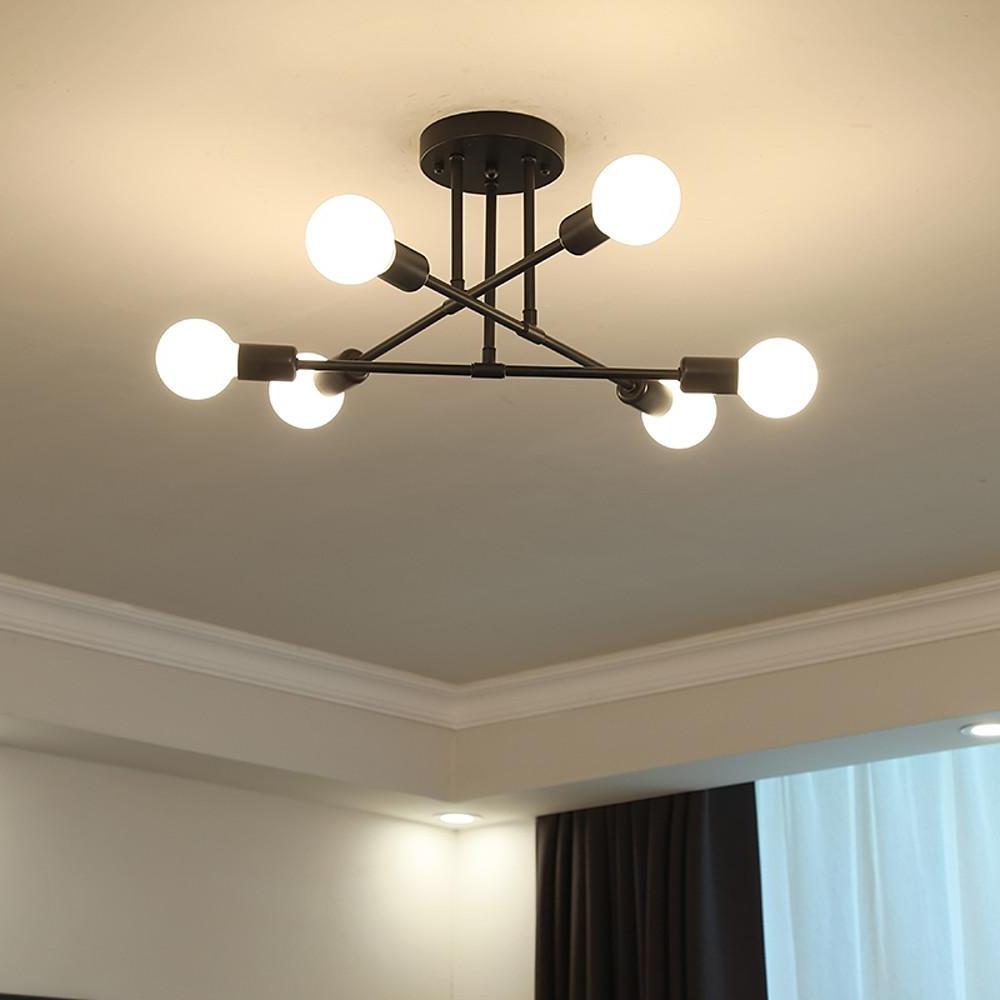 6-Lights Globe LED Sputnik Chandelier Modern Iron Ceiling Light