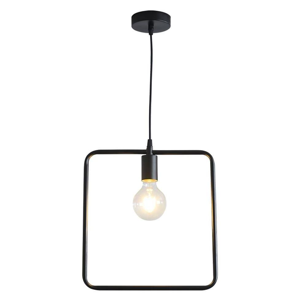 Metal Black and Gold Ceiling Light Rounded Square Pendant Lighting