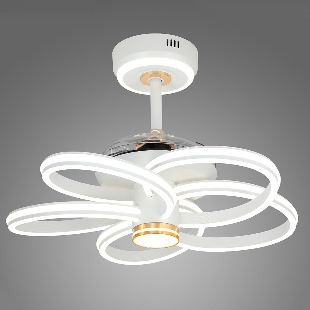 Ceiling Fans White with Light Variable Frequency Flower Iron Art Lamp