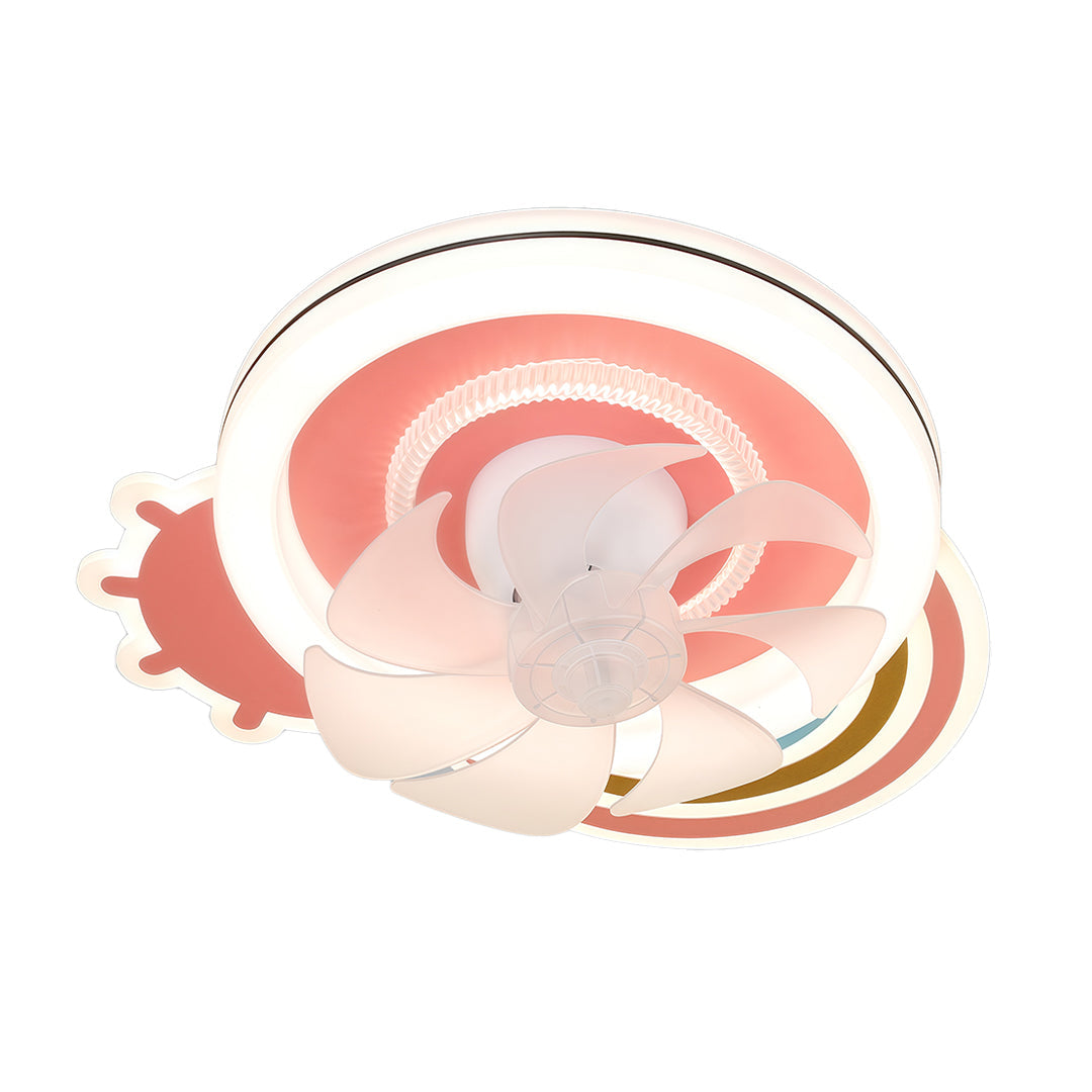 Beautiful Ceiling Fans with Lights Pink and White LED Dimmable Lamp