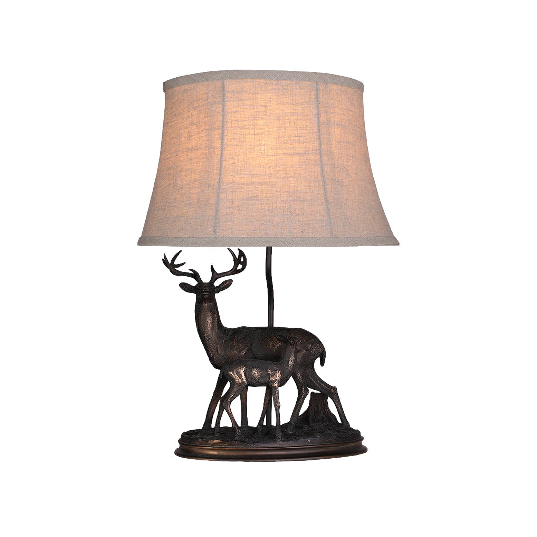 Deer Table Lamp Sculpted Mother and Fawn Decorative Light