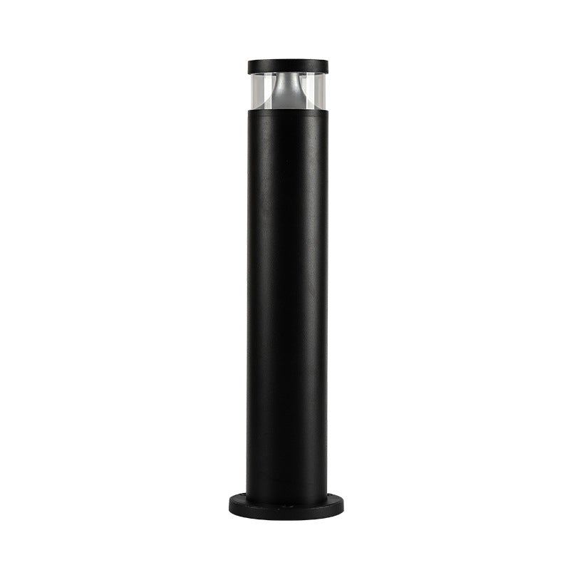 Round LED Outdoor Post Light Waterproof Black Aluminum Modern Yard Lamp