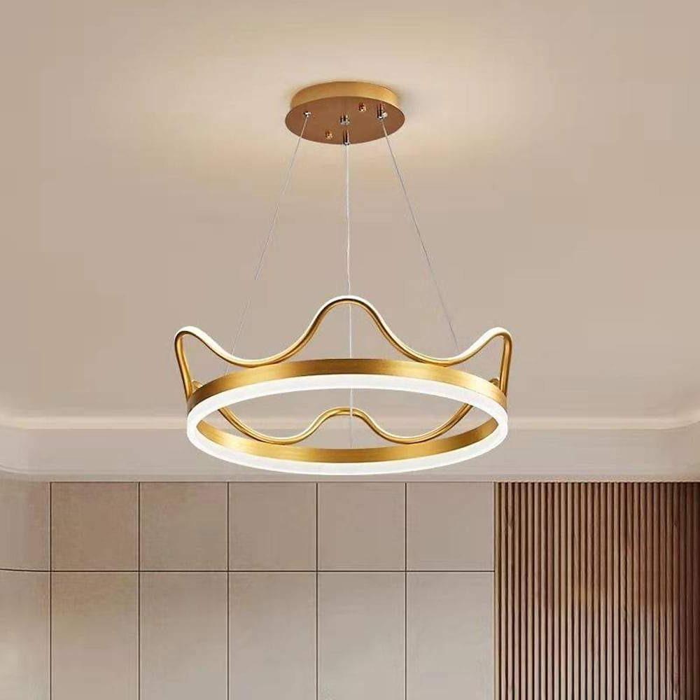 Dimmable LED Ring Chandelier Crown Design Modern Aluminum & Acrylic Pendant Light