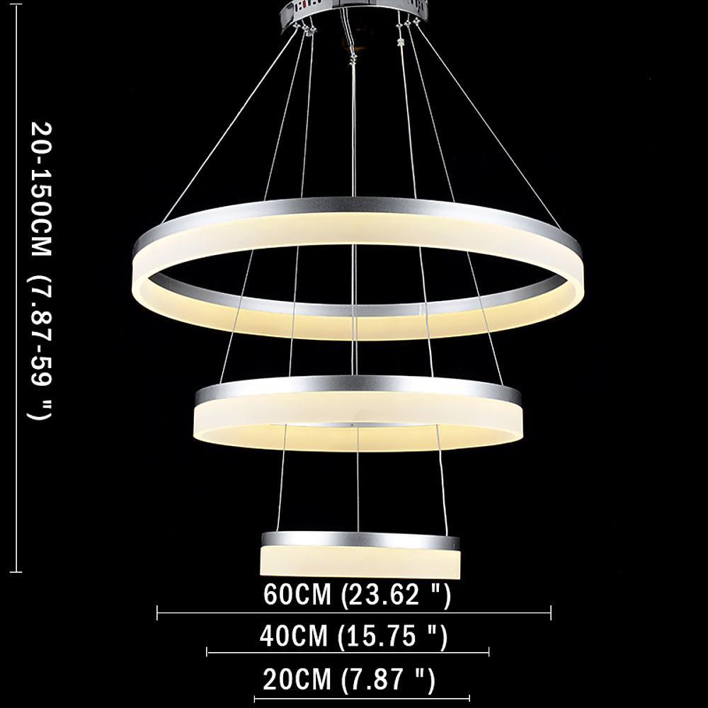Classic Vintage 3-Ring Metal Acrylic LED Chandelier
