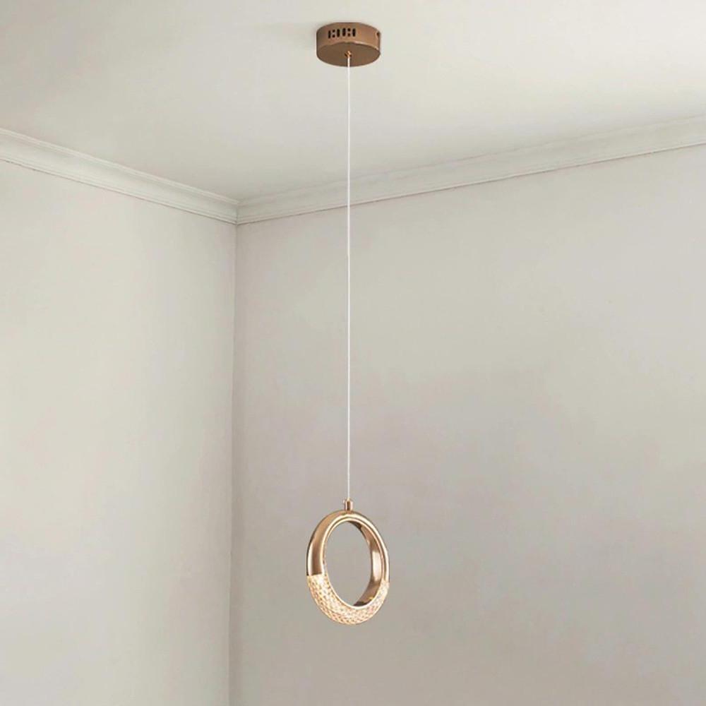 Ring Shaped LED Electroplated Metal Modern Pendant Light Hanging Lamp