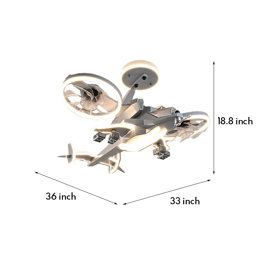 Kids Ceiling Fan With Light Fighter Jet Shaped wide-spectrum Fan Light
