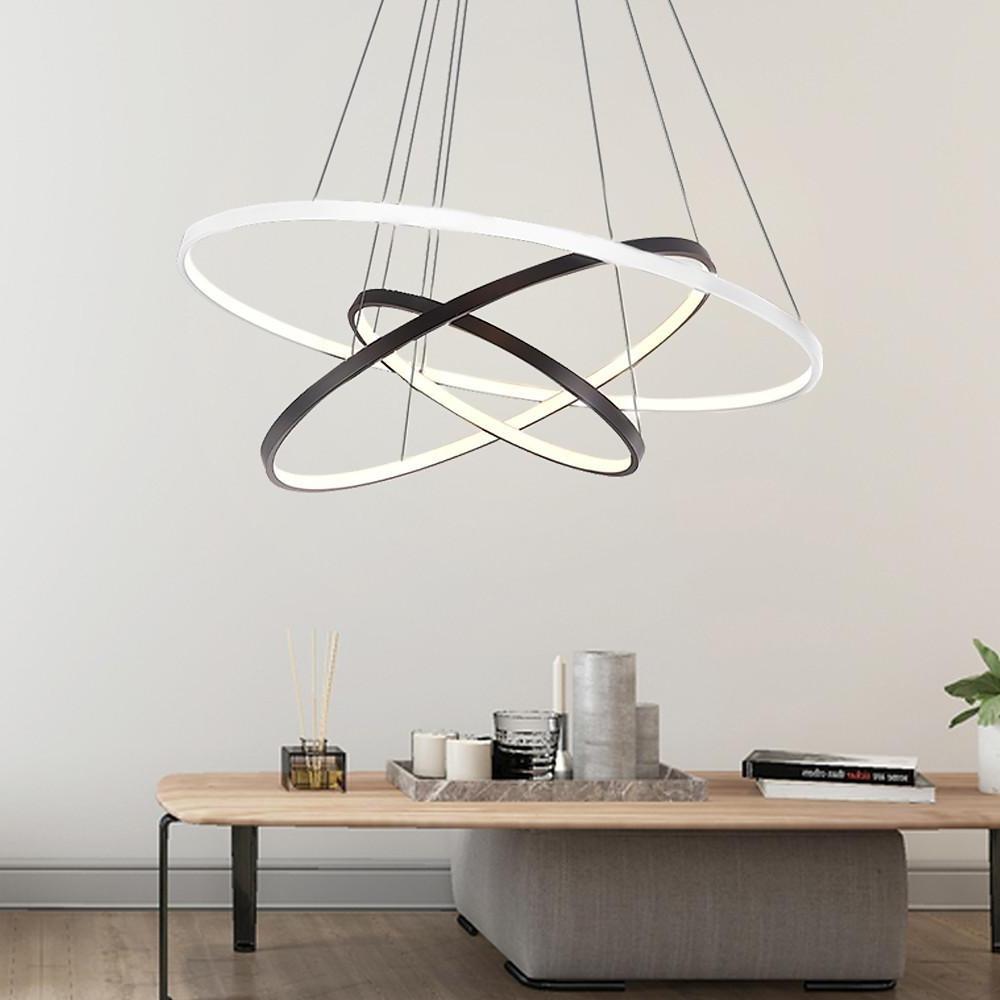 Adjustable Circles LED Dimmable with Remote Modern Chandeliers Ceiling Light