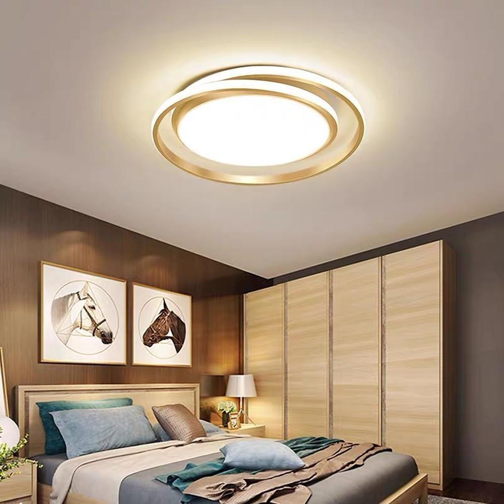 Creative Circular LED Modern Black Gold Flush Mount Ceiling Lighting for Bedroom