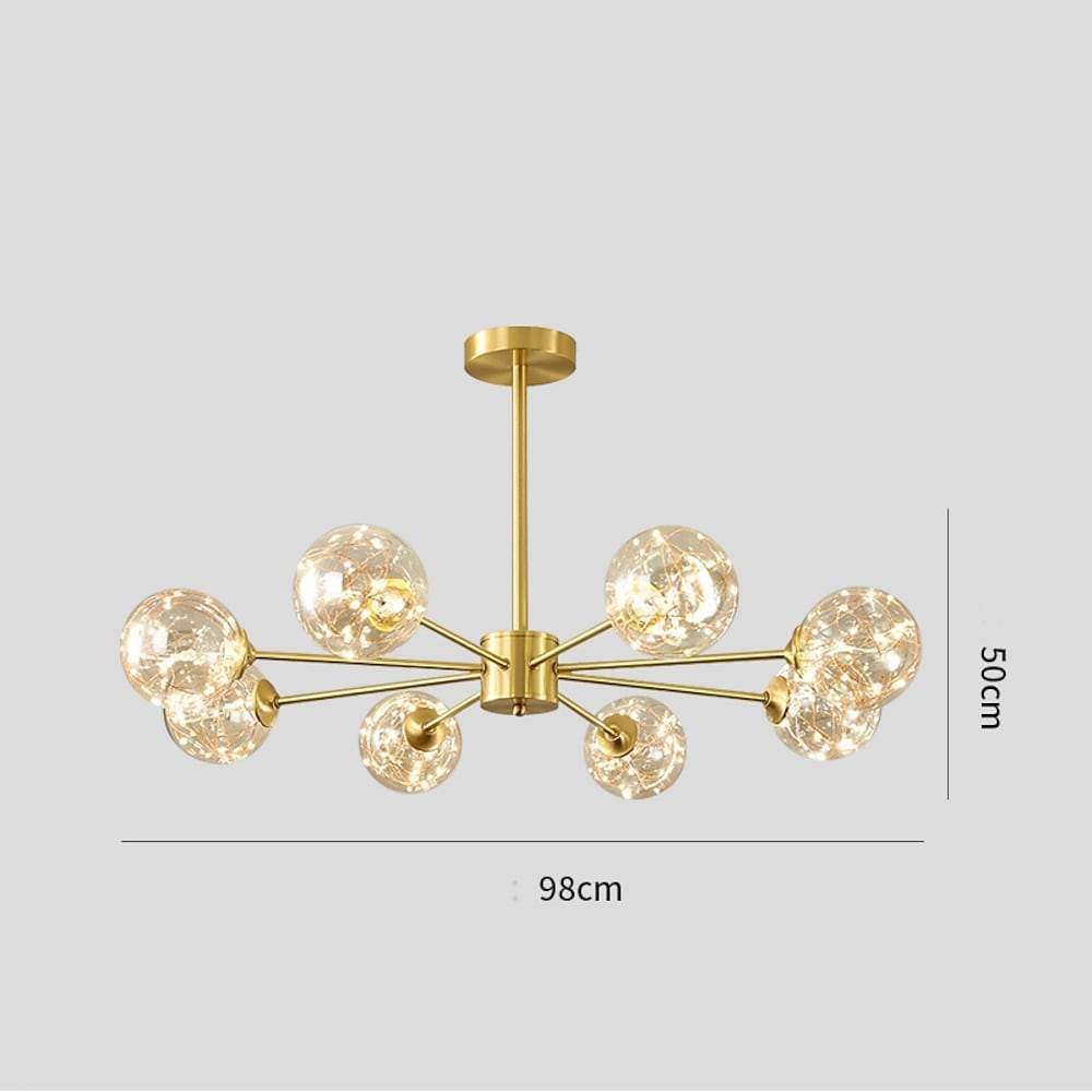 6-light LED Glass and Gold Chandelier Kitchen Pendant Lighting