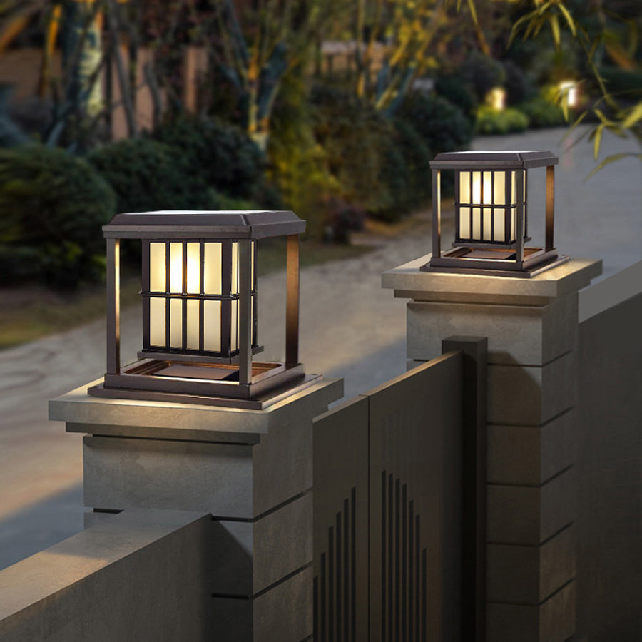 Square Exterior Pillar Lights Modern Style