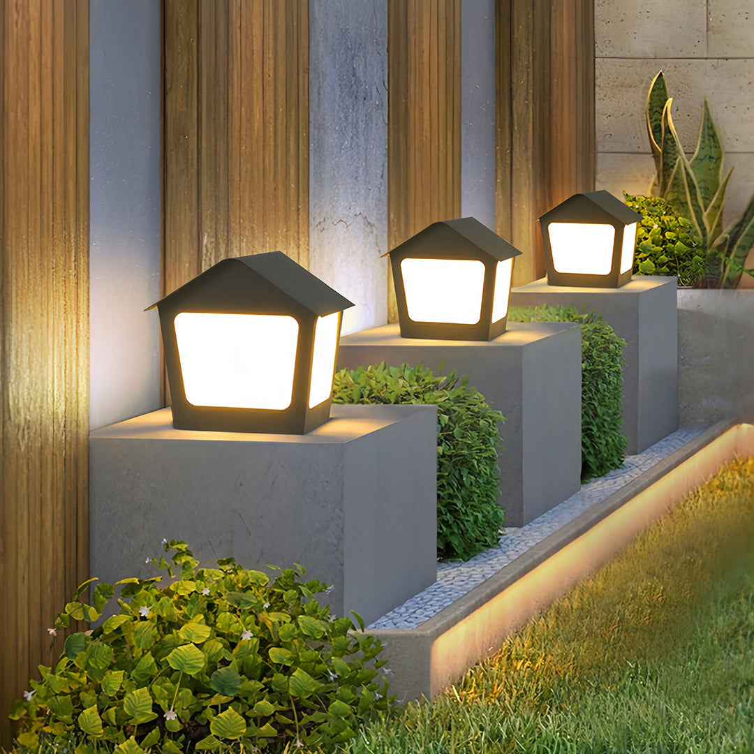 Deck Post Cap Lights Unique Shape Chic Outdoor Garden Post Lights
