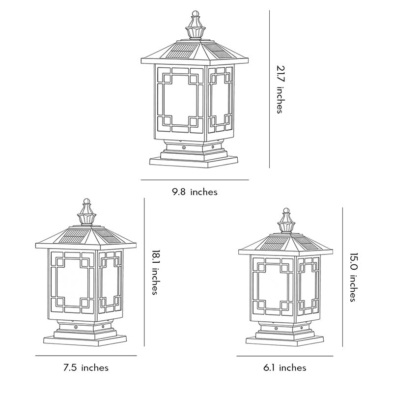 Lantern Pillar Lights Vintage Grid Waterproof Solar Light