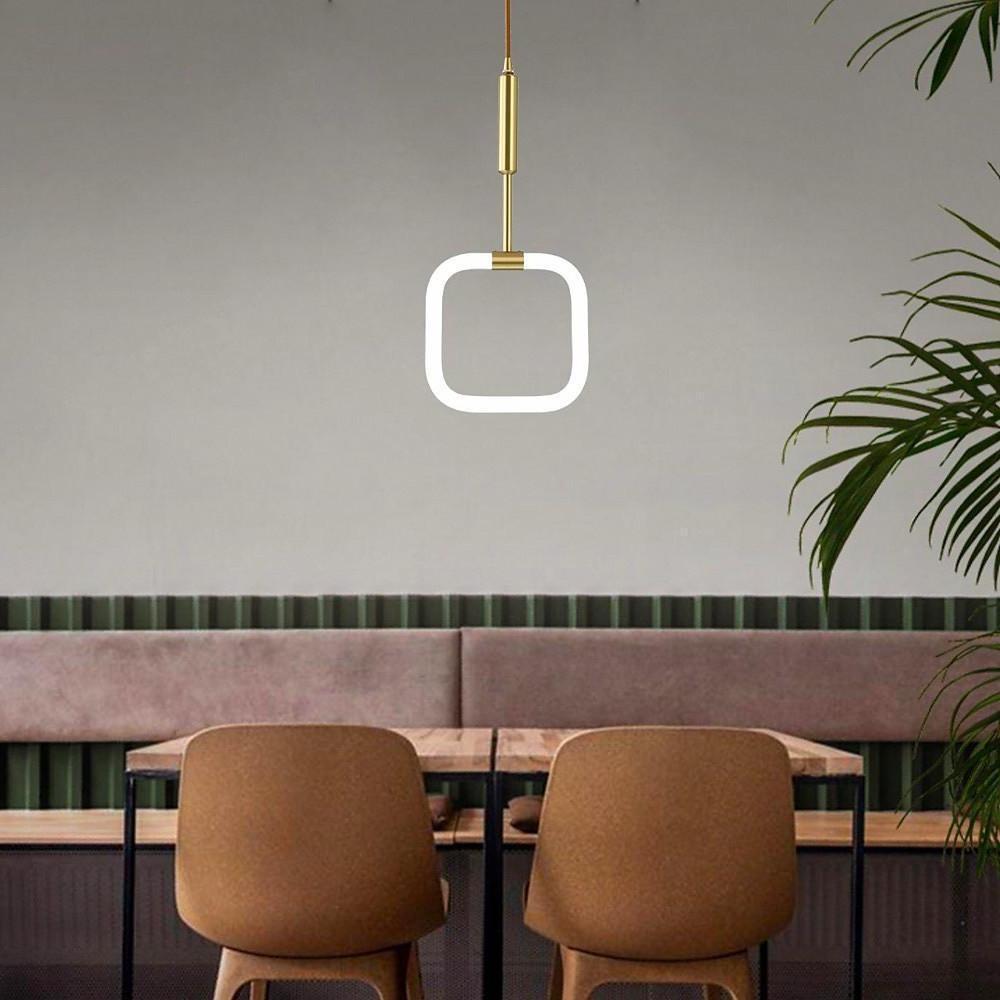 Square Pendant Light Copper Acrylic Geometrical LED Ceiling Lights