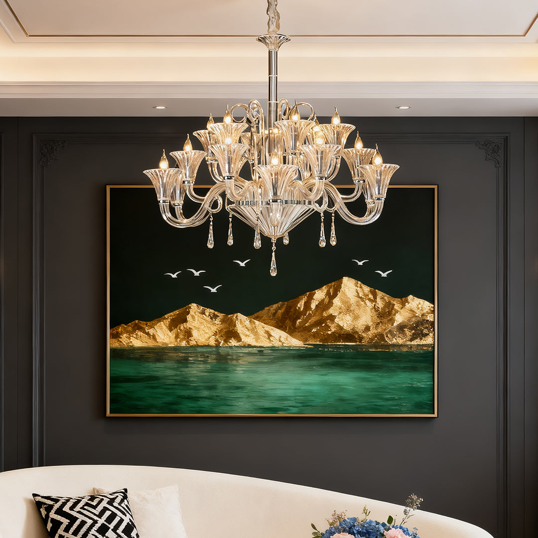 Art Glass Chandeliers French Elegant Hardware Ceiling Lights