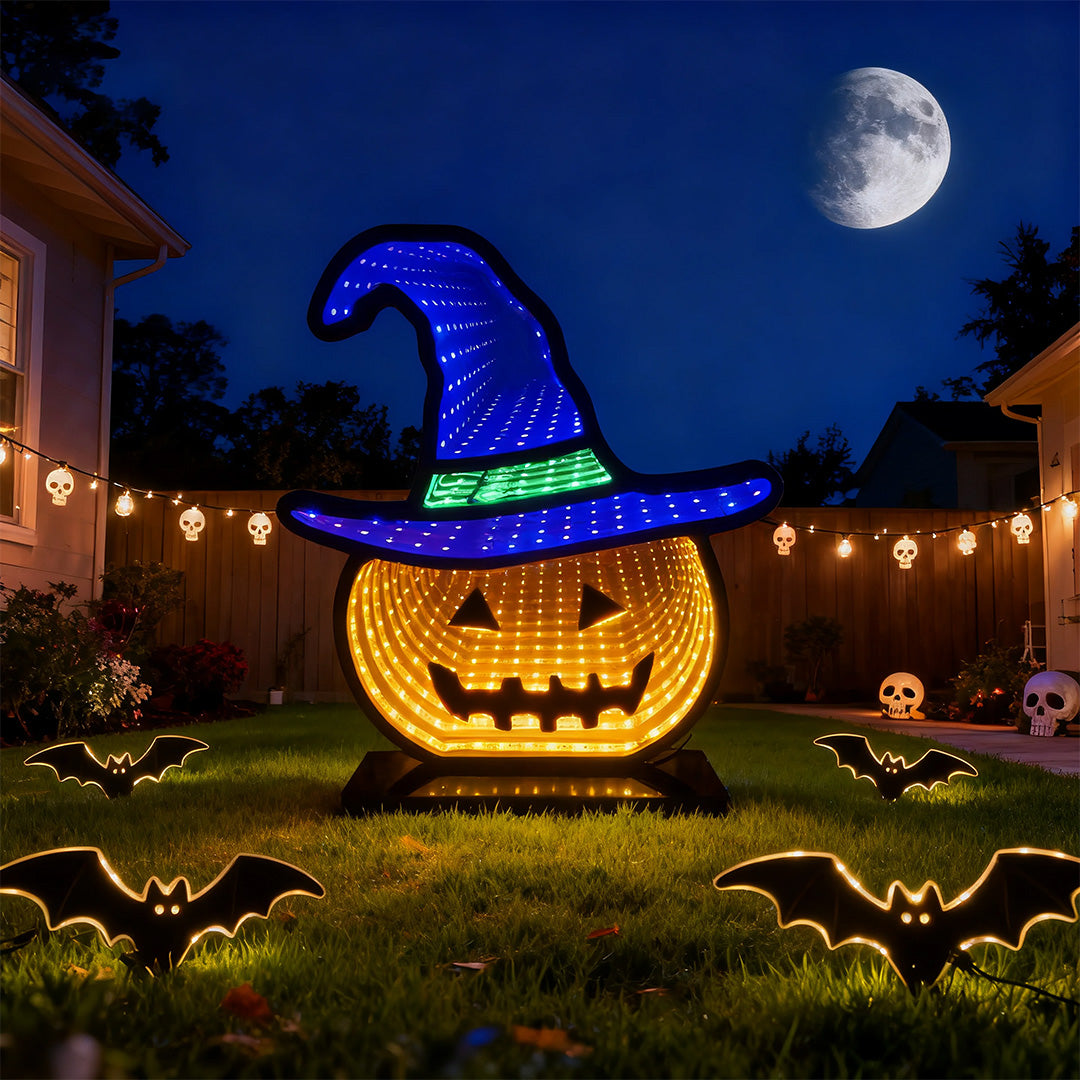 Halloween Pumpkin Lights with Witch Hat LED Acrylic Lamp