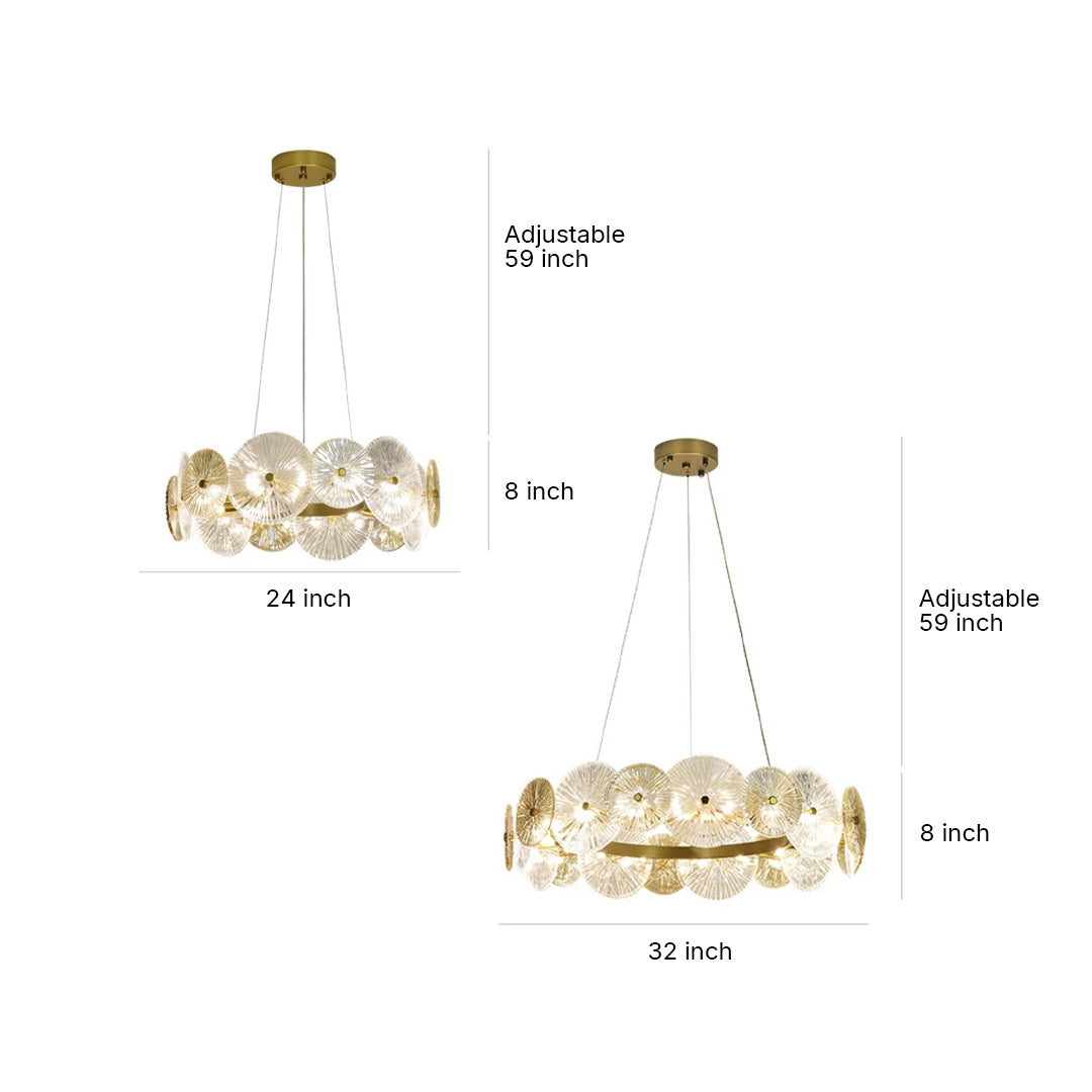 Large Glass Chandelier Silver Iron Frame & Clear Glass Ceiling Light