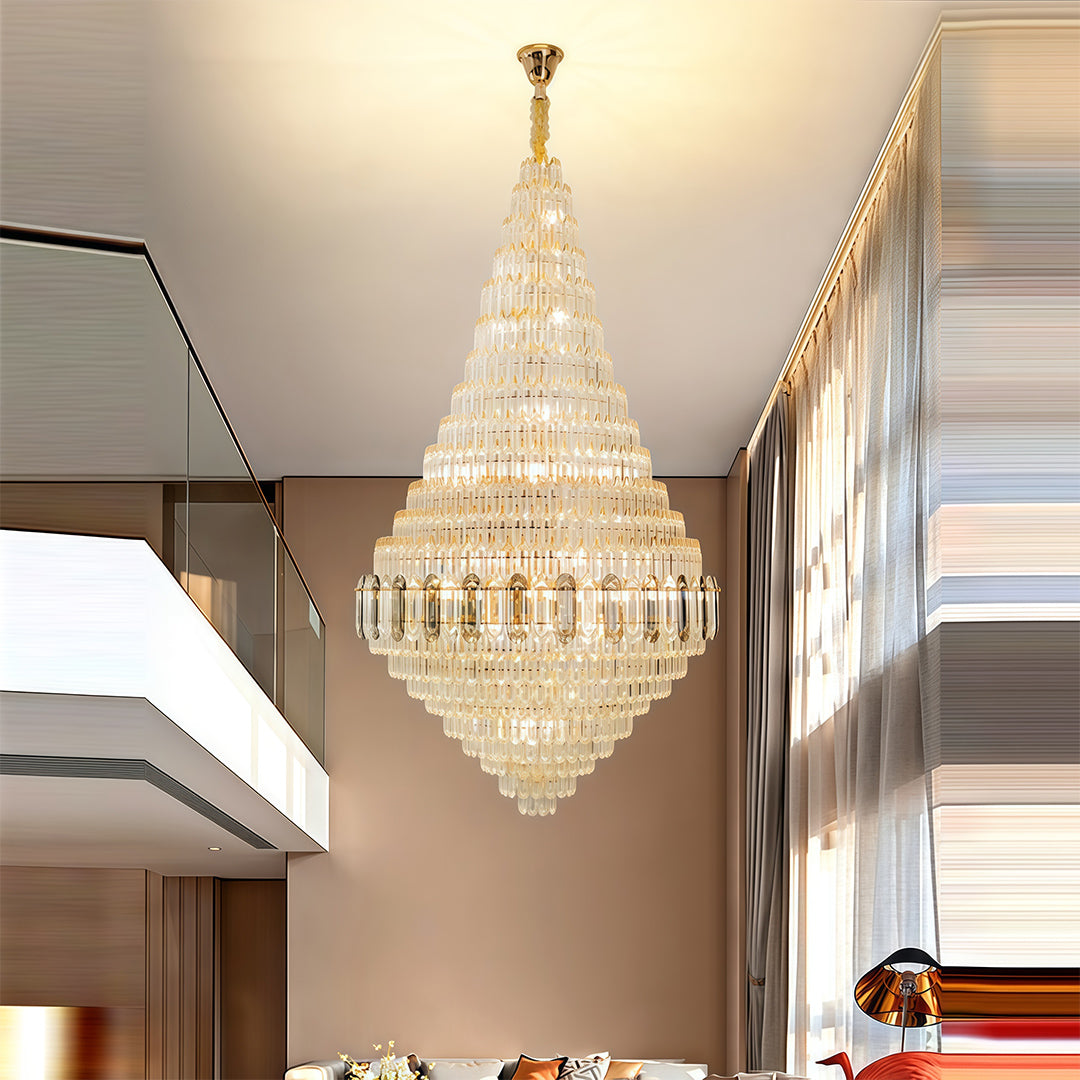 Large Gold Chandelier Luxury Art Glass Adjustable Ceiling Lights