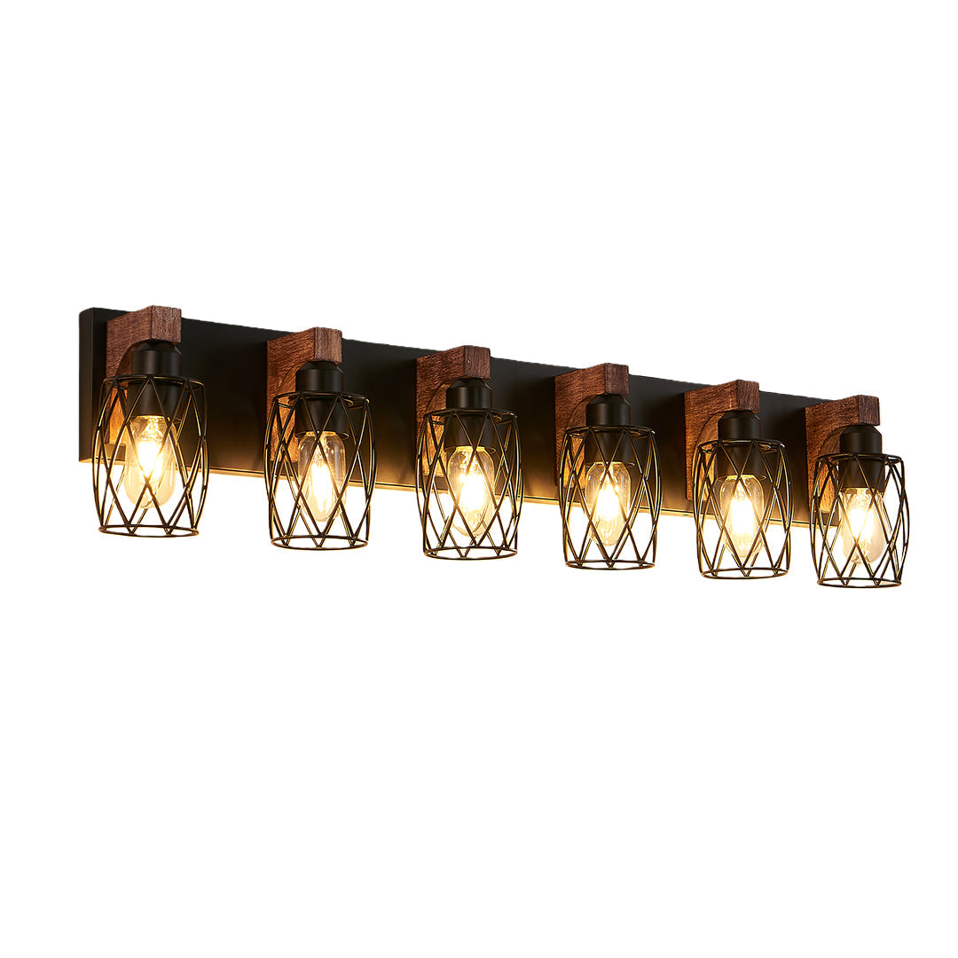 Black Vanity Bathroom Lights Metal Cage Mirror Lamp