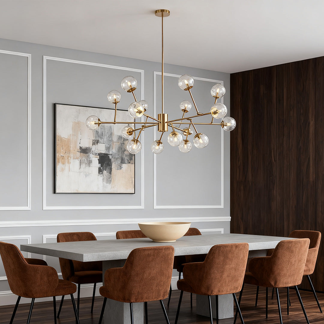 Bubble Sputnik Chandelier Featuring Clear Glass Globes Ceiling Light